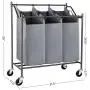 SONGMICS Laundry Clothes Sorters, 3-Bag, Gray