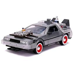 Back to The Future Part III 1:24 Time Machine Die-cast Car Light Up Feature, Toys for Kids and Adults