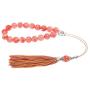 Pink Quartz Gemstone, Handmade Greek Worry Beads or Komboloi, Alpaca Metal Parts on a Pure Silk Cord & Tassel