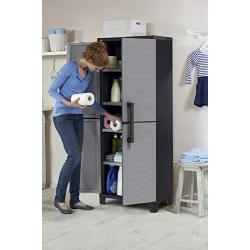 Keter Storage Cabinet with Doors and Shelves - Perfect for Garage and Basement Organization, Grey