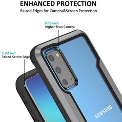 Korecase Compatible with Samsung S20 Case Double Series Military Grade Drop Protection Hybrid Heavy Duty Extreme Protection Clear Sturdy Metal Bumper Case Support Wireless Charging Blackgray