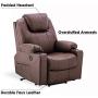 Mcombo Electric Power Lift Recliner Chair Sofa with Massage and Heat for Elderly, 3 Positions, 2 Side Pockets and Cup Holders, USB Ports, Faux Leather 7040 (Medium, Light Brown)