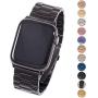 Miniseas Band Compatible with Apple Watch Band 38mm 42mm Stainless Steel Wristband Metal Buckle Clasp Strap Replacement Bracelet for iWatch Series 5/4/3/2/1 40mm 44mm (Black, 38MM-40MM)
