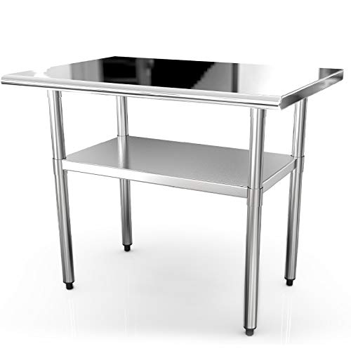 36x24 Inches Commercial Prep Table Stainless Steel Work Tables for Shop Restaurant Home Outdoor Worktable Worktops Food Preparation