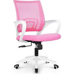 NEO CHAIR Office Chair Computer Desk Chair Gaming - Ergonomic Mid Back Cushion Lumbar Support with Wheels Comfortable Blue Mesh Racing Seat Adjustable Swivel Rolling Home Executive (Pink)