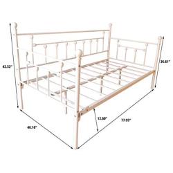 JURMERRY Metal Daybed Frame with Steel Slats Platform Furniture,White