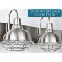 Kira Home Liberty 24'' 3-Light Modern Industrial Vanity/Bathroom, Kitchen Light + Metal Cage Shades, Brushed Nickel Finish