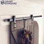 SMARTSTANDARD 7ft Heavy Duty Sturdy Sliding Barn Door Hardware Kit -Smoothly and Quietly -Easy to Install -Includes Step-by-Step Installation Instruction Fit 42'' Wide Door Panel (I Shape Hanger)