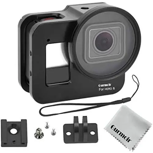 Gurmoir Back Door Case Aluminum Alloy Frame Housing for Gopro Hero 8 Black Action Camera, Wire Connectable Protective Metal Side Open Shell with 52mm UV Filter for Gopro Hero 8 Gurmoir Back Door Case Aluminum Alloy Frame Housing for Gopro Hero 8 Black Action Camera, Wire Connectable Protective Metal Side Open Shell with 52mm UV Filter for Gopro Hero 8