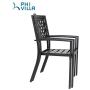 PHI VILLA Outdoor Metal Bistro Side Dining Chair and Umbrella Base Table Outdoor Metal Steel Furniture Set of 3