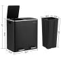 SONGMICS Trash Garbage Can, 16 Gal (60L) Rubbish, Metal Step Bin, with Dual Compartments, Plastic Inner Buckets and Hinged Lids, Handles, Soft Closure, Airtight, Black