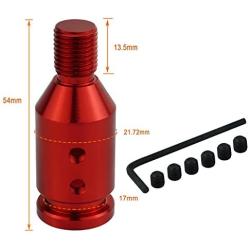 Lunsom Aluminium Shifter Knob Connector Adapter Metal Car Gear Shift Head Retainer Boot for Non Threaded Shifting M12X1.25 Thread Fit Most Vehicle (Red)