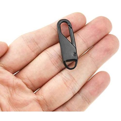 Yadaland Metal Solid Zipper Pull Tab Tag Handle Fixer 0.1inch(2.5mm) Small Clasp Diameter Fit in Hole for Winter Jacket Boot Jean Suitcase Luggage Coat Spring Lock Clip On No Tool Needed Black 2Pack