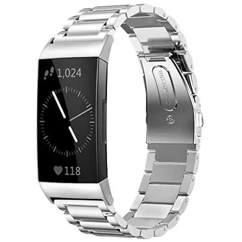 Shangpule Compatible for Fitbit Charge 3 / Fitbit Charge 4 / Fitbit Charge 3 SE Bands, Stainless Steel Metal Replacement Strap Wrist Band Compatible for Charge 3 Fitness Tracker Large Small (Silver) Shangpule Compatible for Fitbit Charge 3 / Fitbit Charge 4 / Fitbit Charge 3 SE Bands, Stainless Steel Metal Replacement Strap Wrist Band Compatible for Charge 3 Fitness Tracker Large Small (Silver)