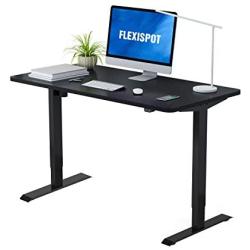 FLEXISPOT Electric Height Adjustable Standing Desk Sit Stand Desk Heavy Duty Steel Stand Up Desk Frame w/Automatic Smart Keypad (Black Frame+ 48 in Black Top)