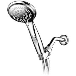 Dream Spa 1459 9-Setting High-Power Ultra-Luxury Handheld Shower Head with Patented ON/OFF Pause Switch and 5-7 foot Stretchable Stainless Steel Hose (Premium Chrome) Use as overhead or handshower