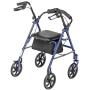 Drive Medical 10257BL-1 Four Wheel Walker Rollator with Fold Up Removable Back Support