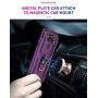 PUSHIMEI Compatible for LG Aristo 5/K8X/Phoenix 5/Fortune 3/Tribute Monarch/Risio 4 case,Military Grade Protection Phone Case Cover with HD Screen Protector Magnetic Ring Kickstand (Purple)