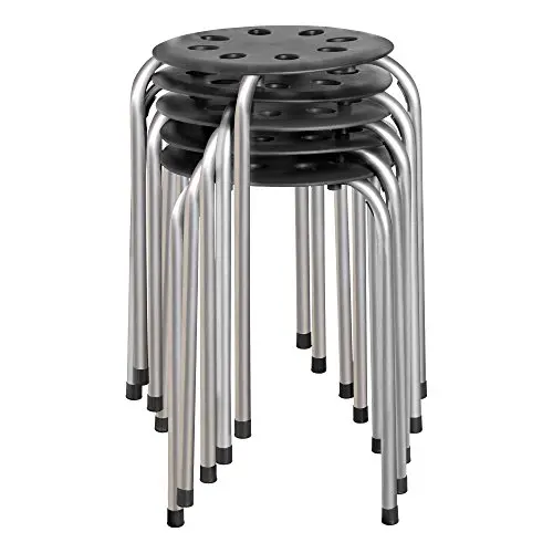 Norwood Commercial Furniture Black & Silver Stacking Stool Set - Stackable Nesting Stools/Chairs for Kids and Adults - Flexible Seating for Home, Office, Classrooms - Plastic/Metal 17.75'' (Pack of 5) Norwood Commercial Furniture Black & Silver Stacking Stool Set - Stackable Nesting Stools/Chairs for Kids and Adults - Flexible Seating for Home, Office, Classrooms - Plastic/Metal 17.75'' (Pack of 5)