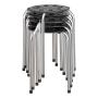 Norwood Commercial Furniture Black & Silver Stacking Stool Set - Stackable Nesting Stools/Chairs for Kids and Adults - Flexible Seating for Home, Office, Classrooms - Plastic/Metal 17.75'' (Pack of 5)