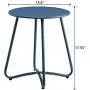 HollyHOME Small Round Patio Metal Side Snack Table, Accent Anti-Rust Steel Coffee Table for Garden, Modern Weatherproof Outdoor End Table, (H) 17.55'' x(D) 15.60'', Navy Blue HollyHOME Small Round Patio Metal Side Snack Table, Accent Anti-Rust Steel Coffee Table for Garden, Modern Weatherproof Outdoor End Table, (H) 17.55'' x(D) 15.60'', Navy Blue