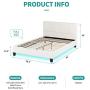 LAGRIMA Full Size LED Bed / Modern Upholstered Faux Leather Bed with 8 Color Changing LED Light / 2.8-Inch Solid Wooden Slats Support / White, Full