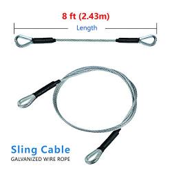 Zip Line Sling Cable, Wire Rope, 8/11/14 Foot, 3/16In (8 Foot)