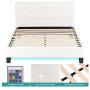 LAGRIMA Full Size LED Bed / Modern Upholstered Faux Leather Bed with 8 Color Changing LED Light / 2.8-Inch Solid Wooden Slats Support / White, Full
