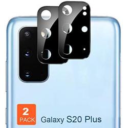 S20 Plus Camera Protector,JanCalm Upgraded Metal Frame NO Glare HD Clear,Anti-Scratch Fingerprint-Resistant Bubble-Free Tempered Glass Designed for Samsung Galaxy S20 Plus / S20+ 5G (2 Pack) (Black)