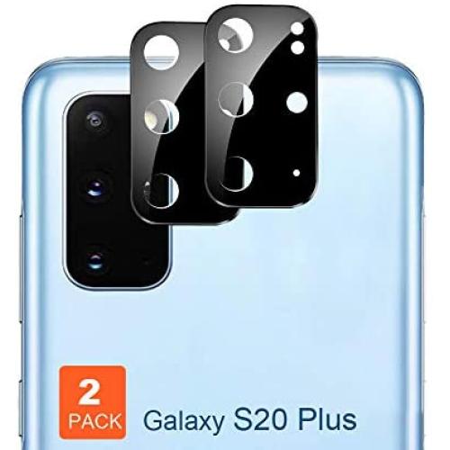 S20 Plus Camera Protector,JanCalm Upgraded Metal Frame NO Glare HD Clear,Anti-Scratch Fingerprint-Resistant Bubble-Free Tempered Glass Designed for Samsung Galaxy S20 Plus / S20+ 5G (2 Pack) (Black)