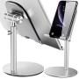Swhatty Cell Phone Stand, Aluminum iPad Tablet Stand Holder for Desk, Angle Height Adjustable iPhone Stand, Compatible with iPhone iPad Pro, Air, Mini 4 3 2, Kindle, （4-12.9）-Sliver