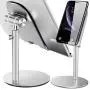 Swhatty Cell Phone Stand, Aluminum iPad Tablet Stand Holder for Desk, Angle Height Adjustable iPhone Stand, Compatible with iPhone iPad Pro, Air, Mini 4 3 2, Kindle, （4-12.9）-Sliver