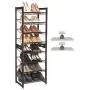 SONGMICS 8-Tier Slim Shoe Rack, Set of 2 Stackable 4-Tier Shoe Organizers, 16-24 Pairs of Shoes, Compact with Large Capacity, Metal Mesh Shoe Shelf Storage, 17.7 x 12 x 50.6 Inches, Bronze ULMR007A01