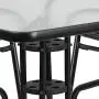 Flash Furniture 31.5 Square Glass Metal Table with 4 Black Metal Aluminum Slat Stack Chairs
