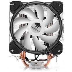 SHARKHAN APEX4 Black Air CPU Cooler 120mm PWM Fan with Parhelion RGB - 4-Heat Pipes (Direct Touch Heat Pipe System) - Supports Intel LGA775/115x/1366 and AMD AMX/FMX (Black)