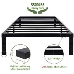 45MinST 14 Inch Reinforced Platform Bed Frame/3500lbs Heavy Duty/Easy Assembly Mattress Foundation/Steel Slat/Noise Free/No Box Spring Needed, Twin