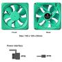 Vetroo DF120 120mm Case Fan White LED Lighting PC Cooling Fan Green Fan Frame for Radiator/CPU Cooler/Computer Case
