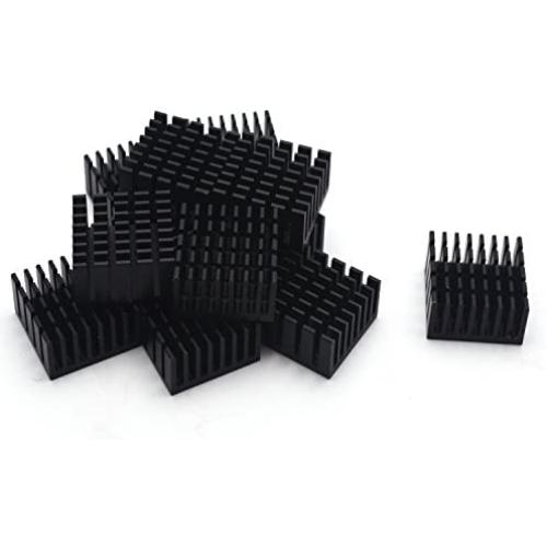 Antrader 20mm x 20mm x 10mm Aluminum Heatsink Radiator Heat Sink Black Pack of 12