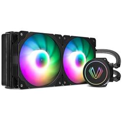 Vetroo V240 Water Cooler 240mm Radiator Intel LGA1200 Ready Black Addressable RGB All-in-one AIO CPU Liquid Cooler for Intel 1150/1151/1156 and AMD AM2/AM3/AM4, 2X 120mm ARGB PWM Fans w/Controller