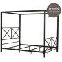 DHP Rosedale Metal 4 Poster Canopy Bed with Crisscross Headboard and Footboard - Queen (Black)