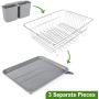 WHITGO Dish Drying Rack with Drain Board, Stainless Steel Dish Drainer Drying Rack with Utensil Holder for Kitchen Counter, Dish drain rack with One Cleaning Cloth