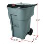 Rubbermaid Commercial Brute Rollout Heavy-Duty Waste Container, Square, Polyethylene, 95 Gallons, Gray (9W22GY)