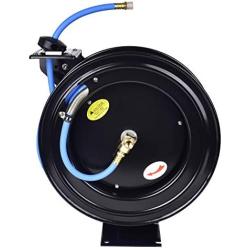 A A IN AA039W 300 PSI Heavy Duty Air Hose Reel With 50FT Auto Rewind Premium Retractable air hose, Air Hose Reel Wall Mount 3/8'' Flexible Hybrid Hose