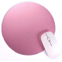 Round Mouse Pad LoiStu Round Aluminum Alloy Mouse Pad Winter and Summer Dual-Use Waterproof Antiski Matte Metal / High-Grade PU Leather Mouse Pad (Rose Gold)