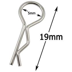 ZRM&E 100pcs 1/16 RC Body Clip Small Bent Body Clips Metal Cotter Pins Springy R Shape Snap Pin Clips for RC HSP Car Truck Buggy Crawler Parts