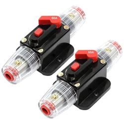 ZOOKOTO 2 Pcs 12V-24V DC Fuse Holder 20A 30A 40A 50A 60A 80A 100A 150A,Inline Circuit Breaker with reset button for Auto Car Marine Boat Stereo Switch Audio Inverter System Protection (60A)