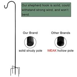 MIYA Shepherds Hook - 51 Inch Solid Bird Feeder Pole - Heavy Duty 2/5 Inch Thick 5 Prong Metal Hanger Hook for Hanging Plants, Wreaths, Lanterns, Baskets, String Lights, Other Decorations(4 Pack)