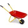 Costzon Kids Metal Wheelbarrow, Yard Rover Steel Tray, Metal Construction Toys Kart, Tote Dirt/Leaves/Tools in Garden for Toddlers, Red