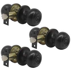 Probrico Oil Rubbed Bronze Entry Door Locks Keyed Alike Entrance Round Door Knobs Interior Exterior Locksets (3 Pack)