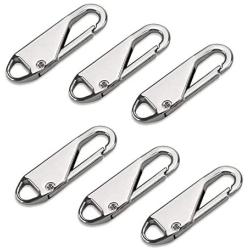 6pcs Zipper Pulls Universal Metal Handle Repair Parts Replacement, for Jacket,Coat,Luggage,Backpack,Handbag(Silver)